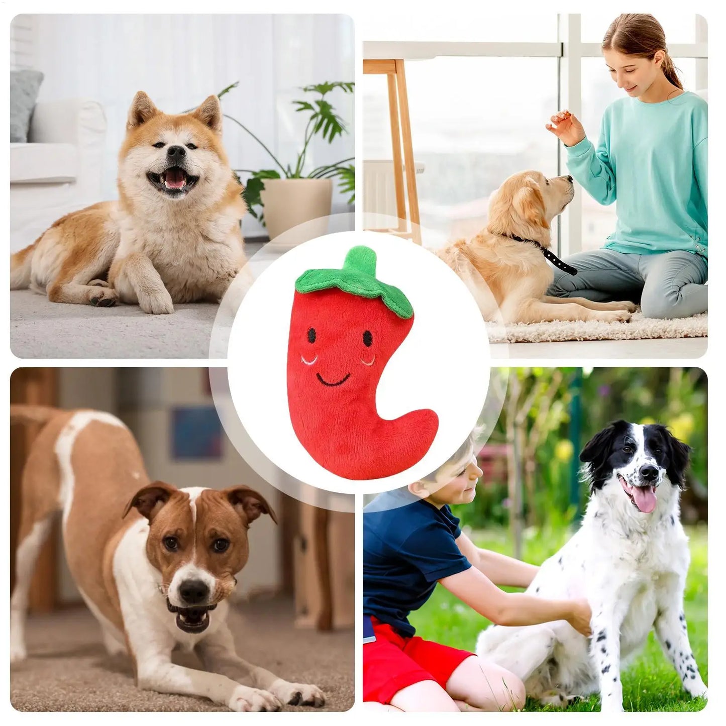 Chili-Shape Squeaky Plush Dog Toy – Bite-Resistant Chew Toy