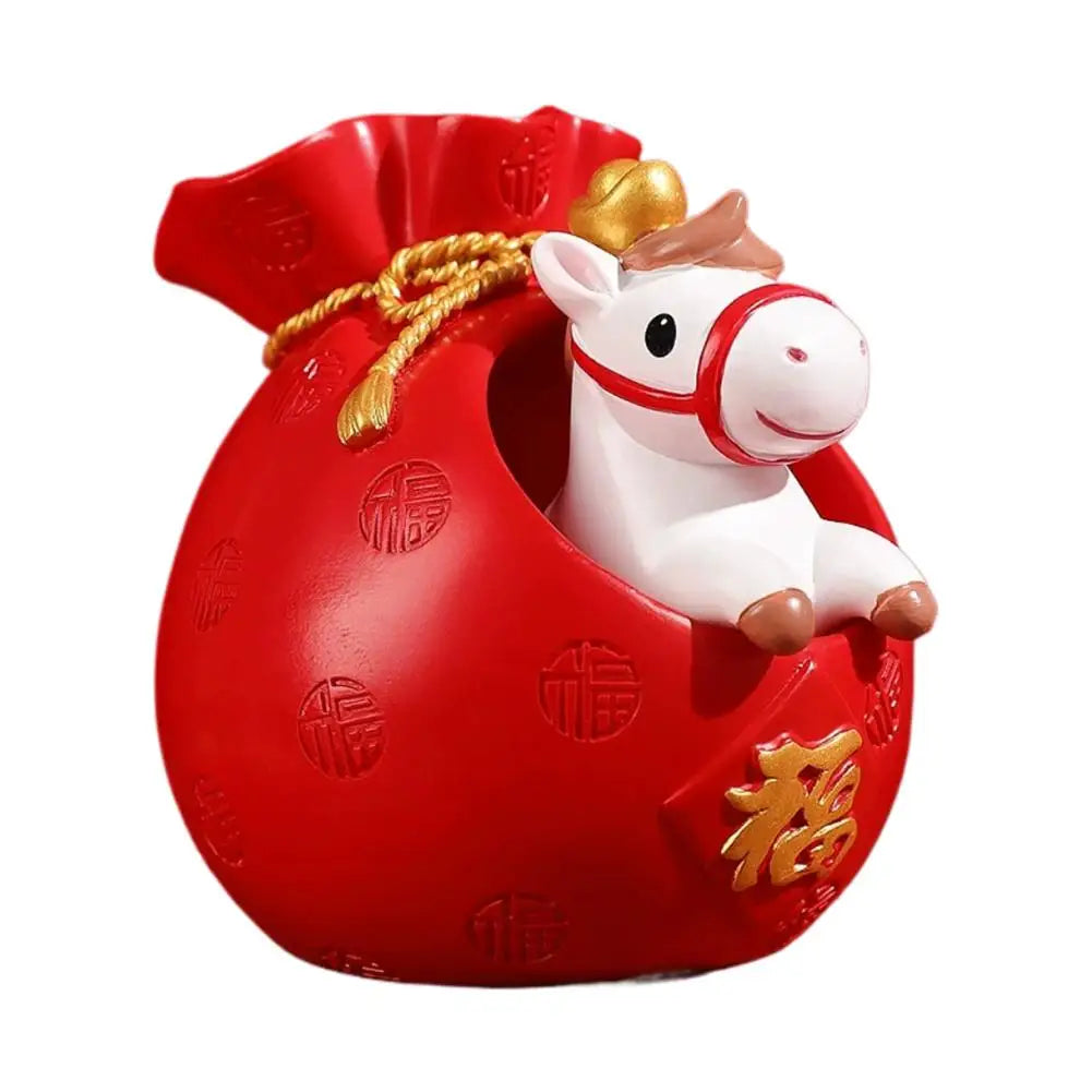 Lucky Horse Figurine Resin | Chinese New Year Wealth Decor
