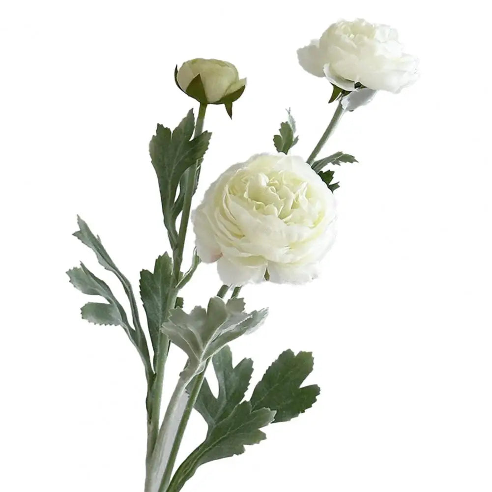 Silk Artificial Ranunculus 2-Head Faux Flower with Stem | 50cm