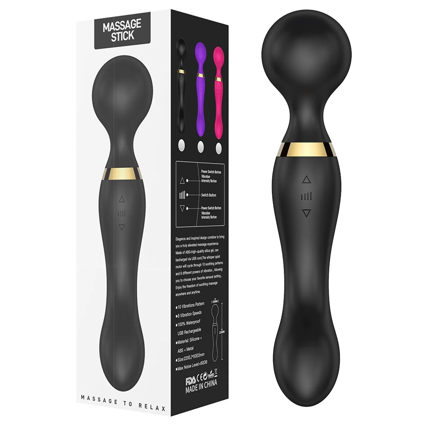 Vibrator Wand,Adult Sex Toy Wand, G Spot Dildo, Clit Vibrator, Sex Vibrators,Clitoris Stimulation,with 8 Speeds & 20 Patterns, F Peaceful Pleasures Health and Wellness Black