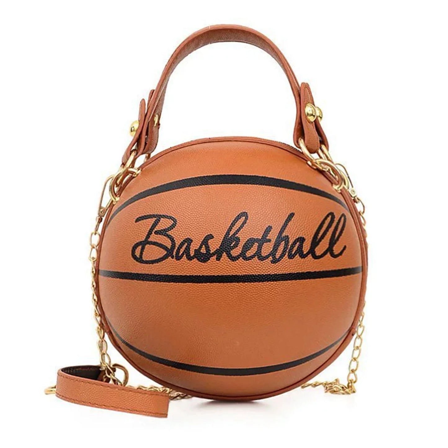 Novelty Basketball Purse For Women PU Leather Basketball Soccer Shoulder Bag for Daily Shopping Travel Peaceful Pleasures Health and Wellness Basketball brown