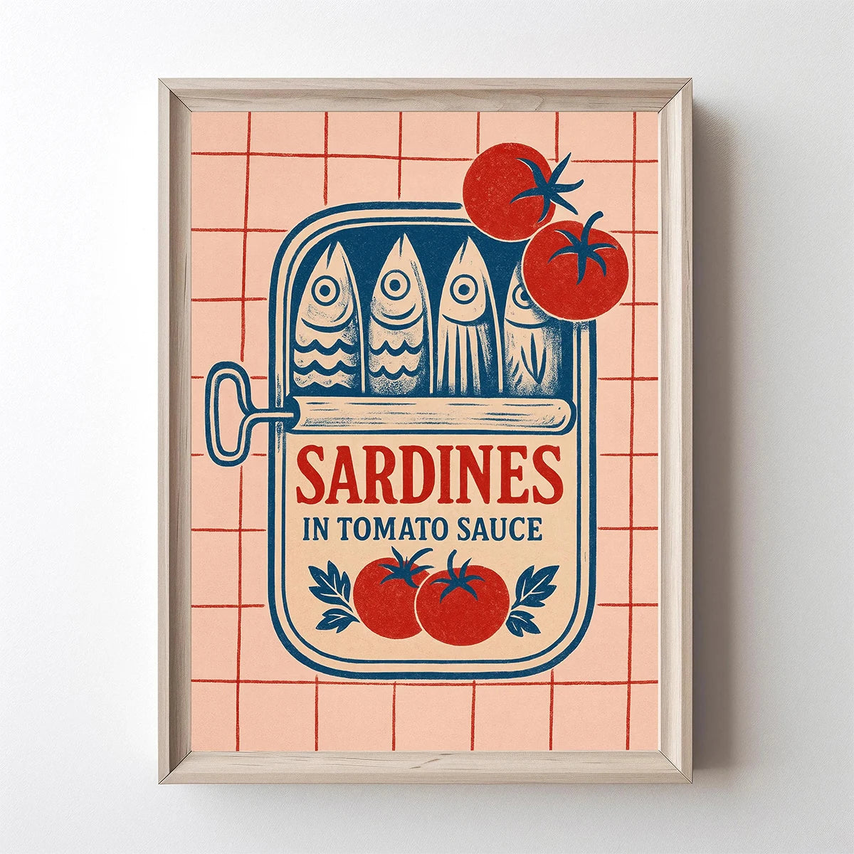Pink Canned Sardines Canvas Print Sardine Fisherman Aesthetic Wall Art Poster for Modern Living Room Kitchen Home Decor Gifts Peaceful Pleasures Health and Wellness CT-69-8 40x50cm Unframed