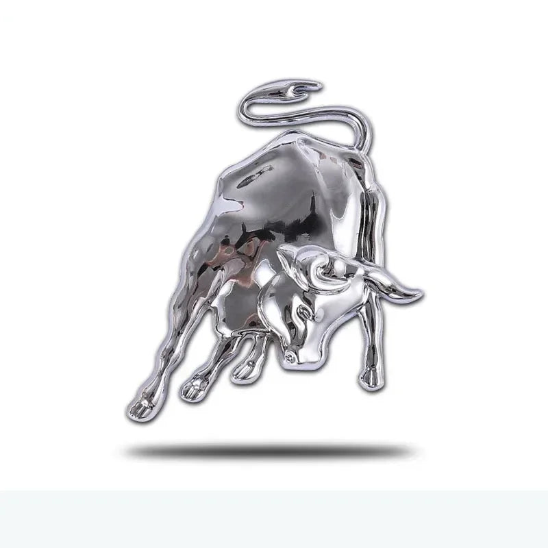 3D Metal Bull Car Emblem Sticker – Scratch Cover Badge Peaceful Pleasures Health and Wellness Silver