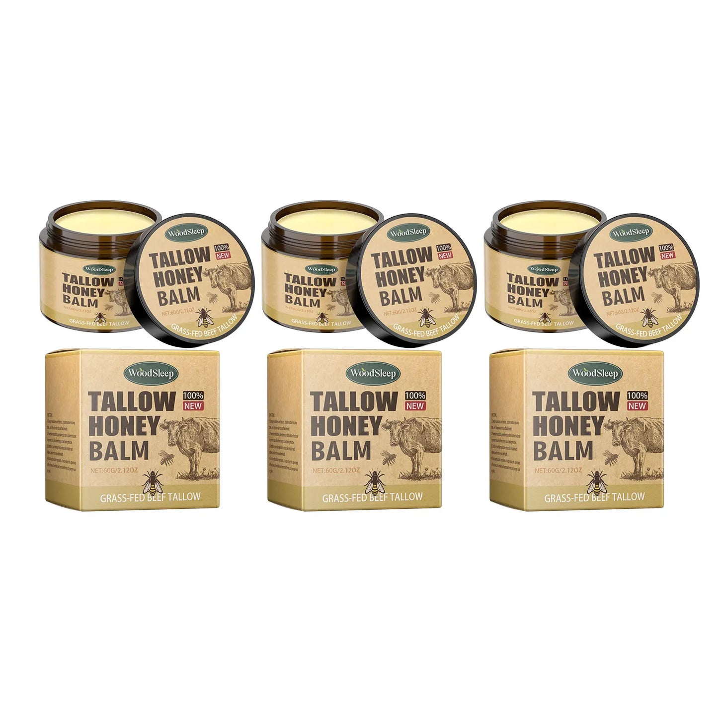 WOODSLEEP Beef Tallow & Honey Moisturizer Cream – Face & Body