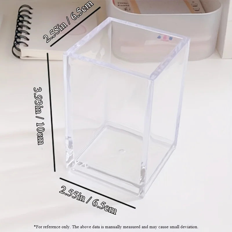 Clear Acrylic Square Pen Holder & Desktop Organizer
