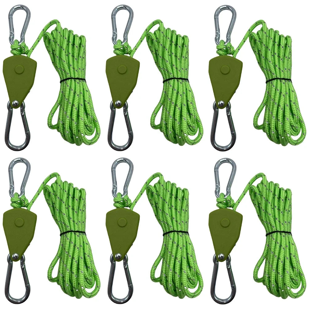 6-Pack 4mm Reflective Tent Guy Ropes with Twist Tighteners