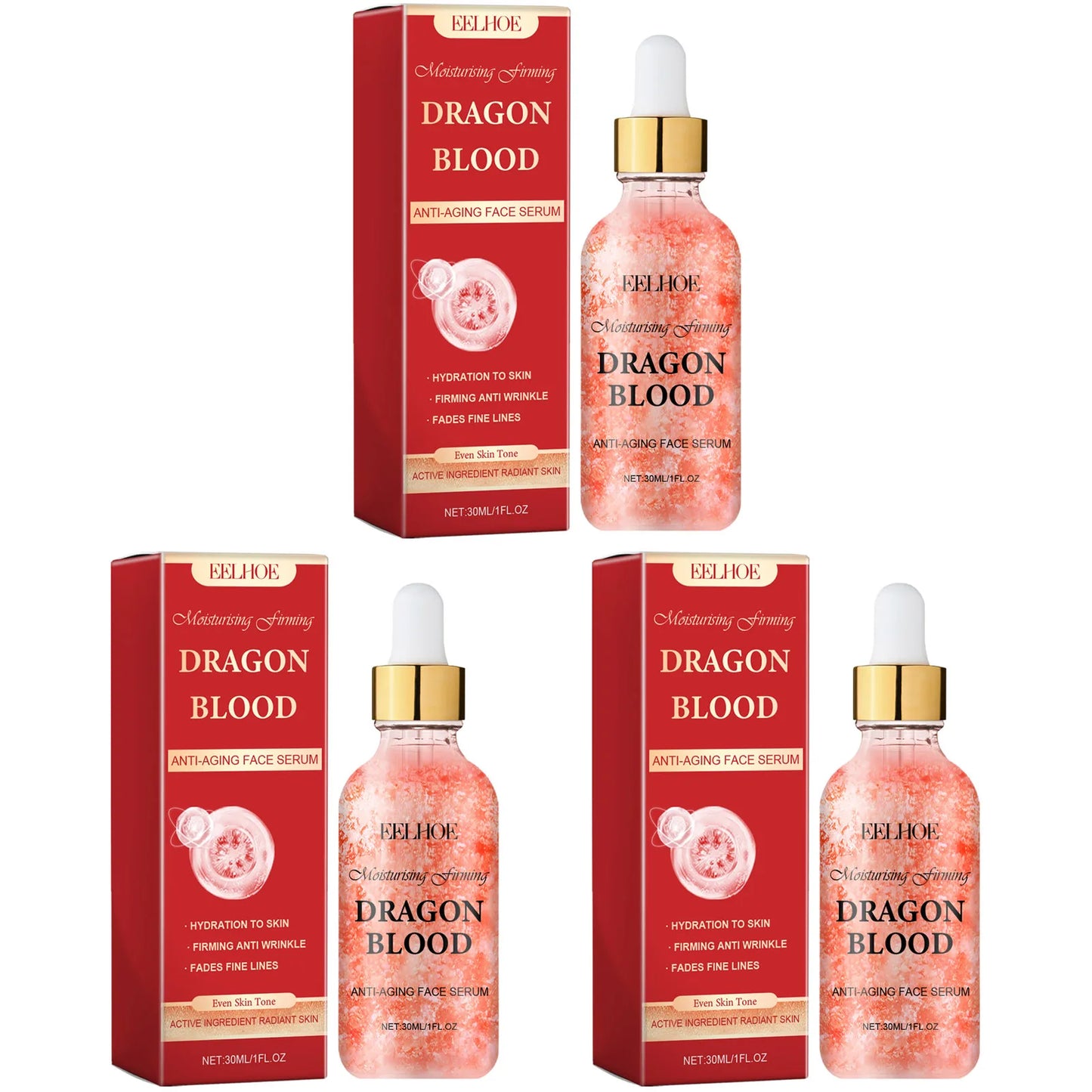 EELHOE Dragon Blood Anti-Aging Face Serum 30ml – Wrinkle Anti-Aging Face Serum Peaceful Pleasures Health and Wellness 3 X 30ml Boxed