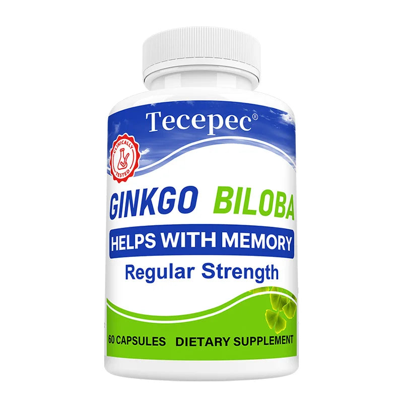Ginkgo Biloba Extract Capsules 1000mg - Attention, Concentration, Brain Power & Memory Support, Caffeine-Free Nootropic Peaceful Pleasures Health and Wellness 60 count-1 Bottle