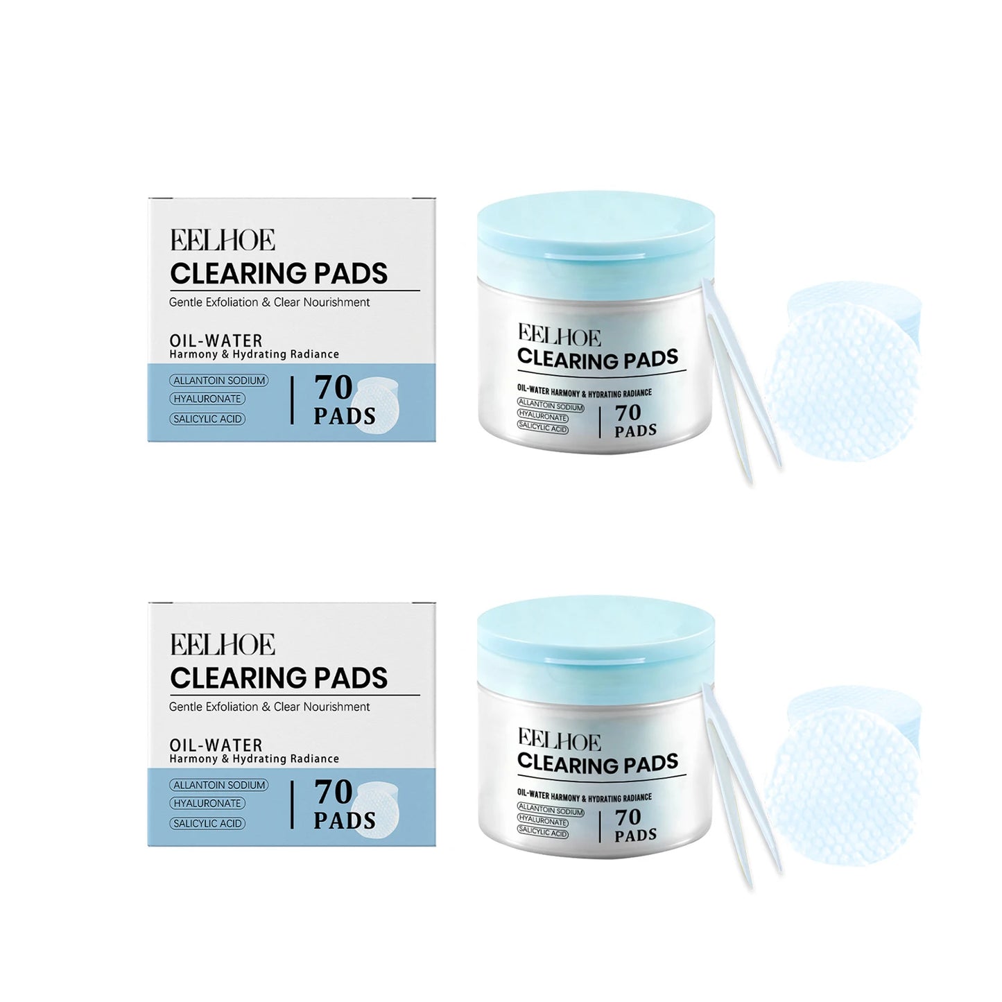 Salicylic Acid Toning Cotton Pad Daily Nourishing Reducing Dullness Brighten Skin Tone Long-Lasting Hydration Facial Peeling Pad Peaceful Pleasures Health and Wellness 2 x 70pcs Boxed