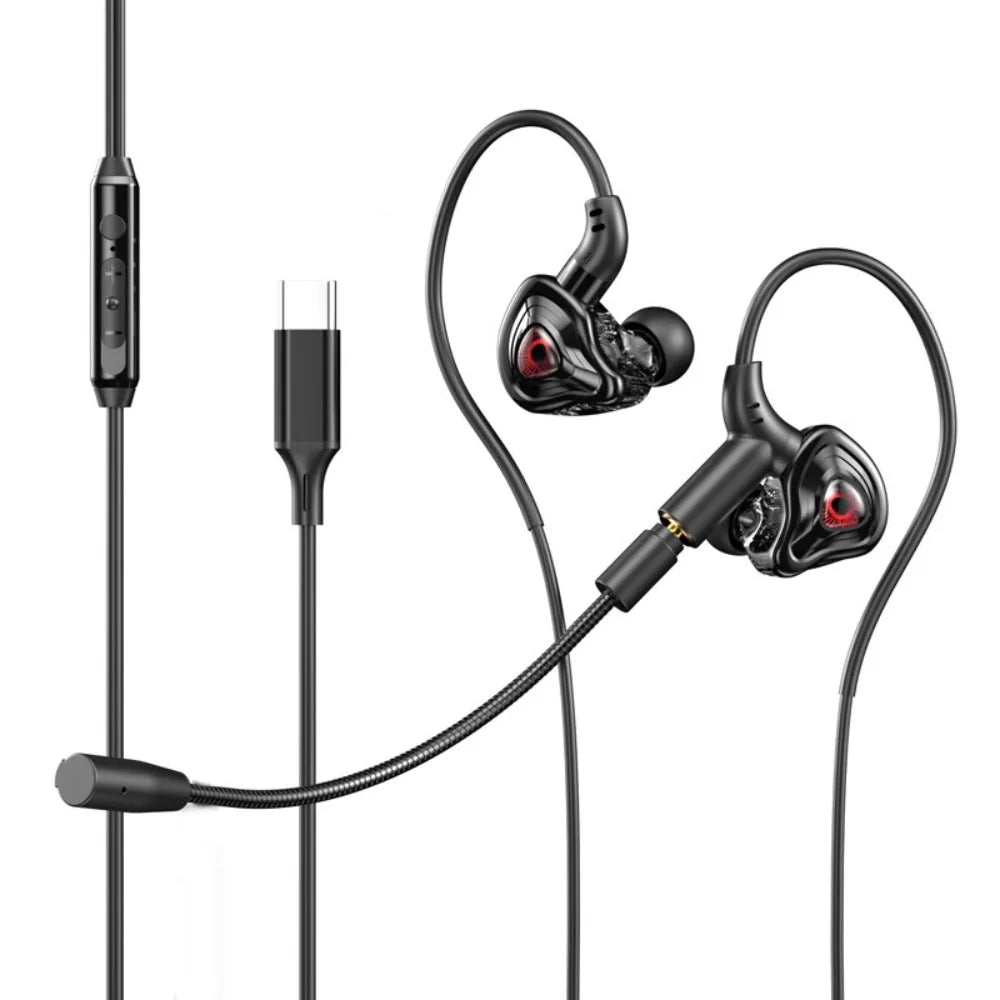 Music Earphones Dual Mic Wired Earphone in-Ear 3.5mm/Type C Wired Headset HiFi Stereo Universal Earpiece Headset Listen To Music Peaceful Pleasures Health and Wellness Type C