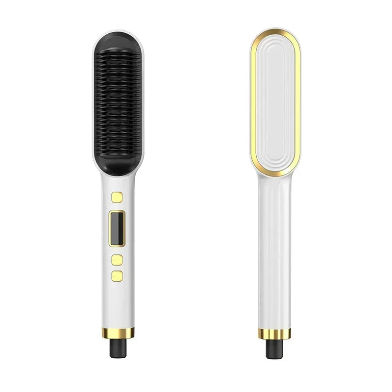 Thermostatic hair straightener Comb 5 temperature settings Straightening brush Quick heat professional hair straightening brush Peaceful Pleasures Health and Wellness LCD White US