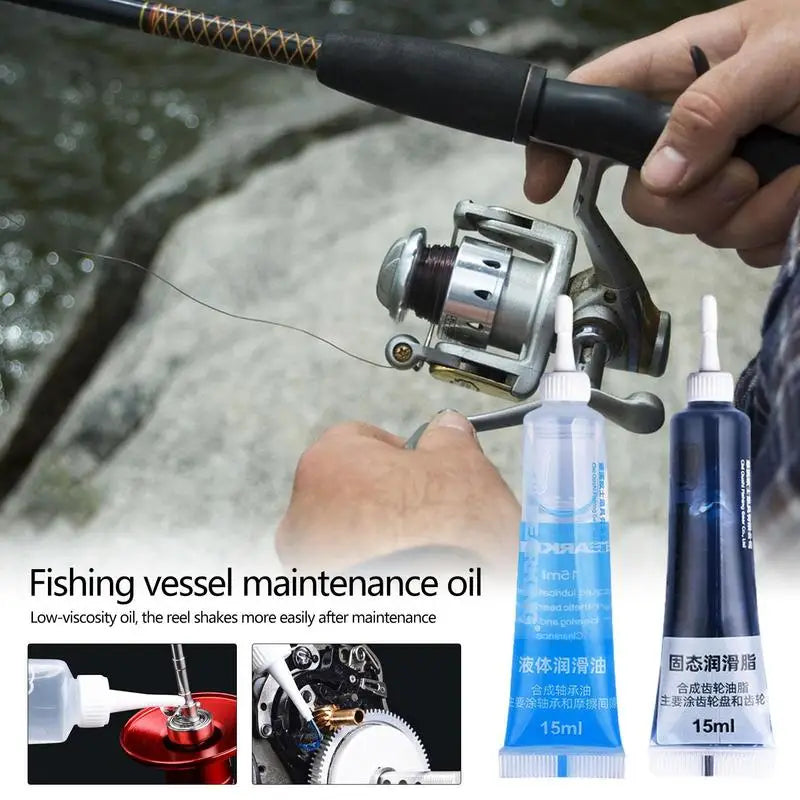 Fishing Reel Lubricant Fishing Reel Lubricating Oil Fishing Reel Protective Grease Maintenance Tools Kit Lubricant Oil Set Peaceful Pleasures Health and Wellness