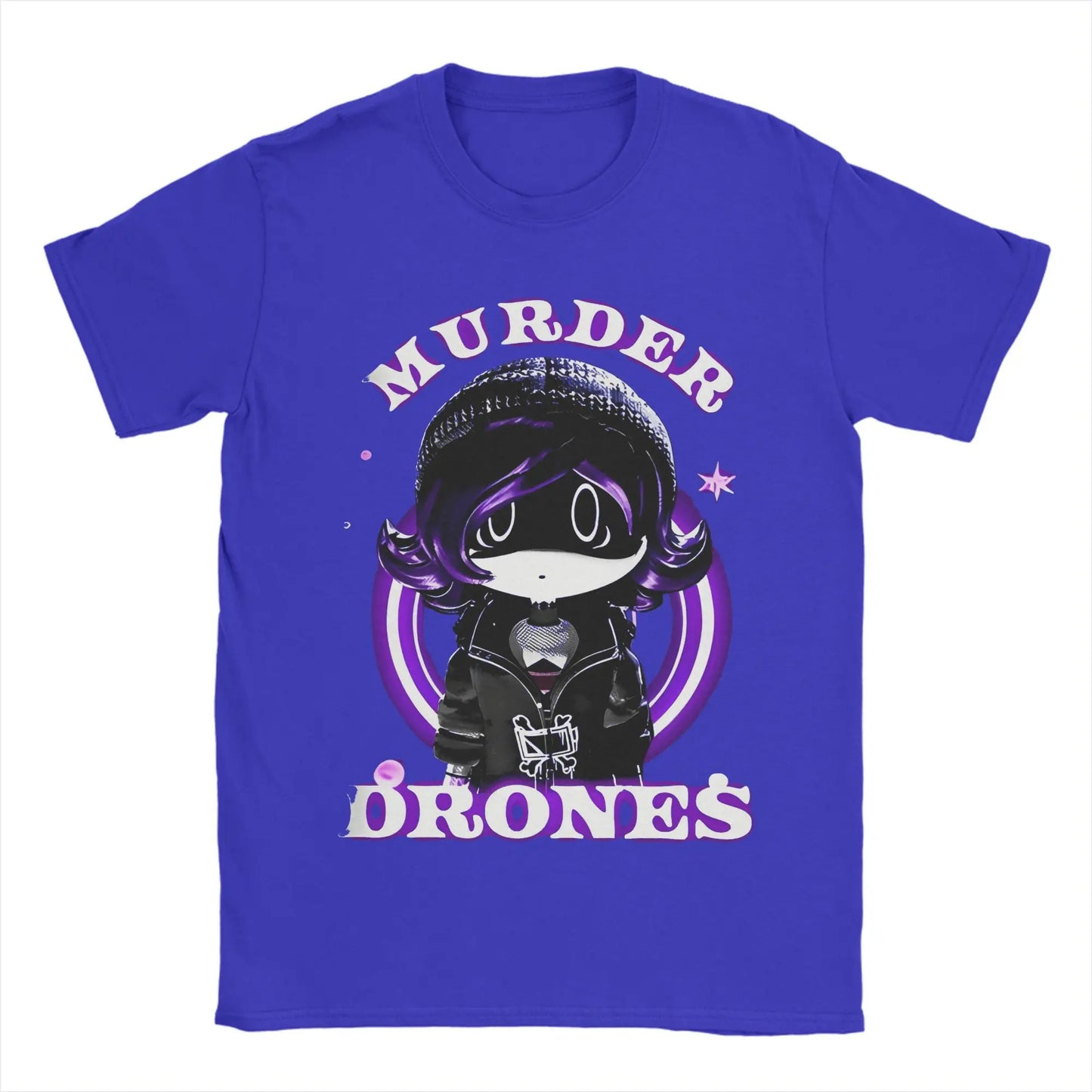 Murder Drones Men T Shirt Vintage Tee Shirt Short Sleeve Round Collar T-Shirt Pure Cotton Printing Tops Peaceful Pleasures Health and Wellness Blue 6XL