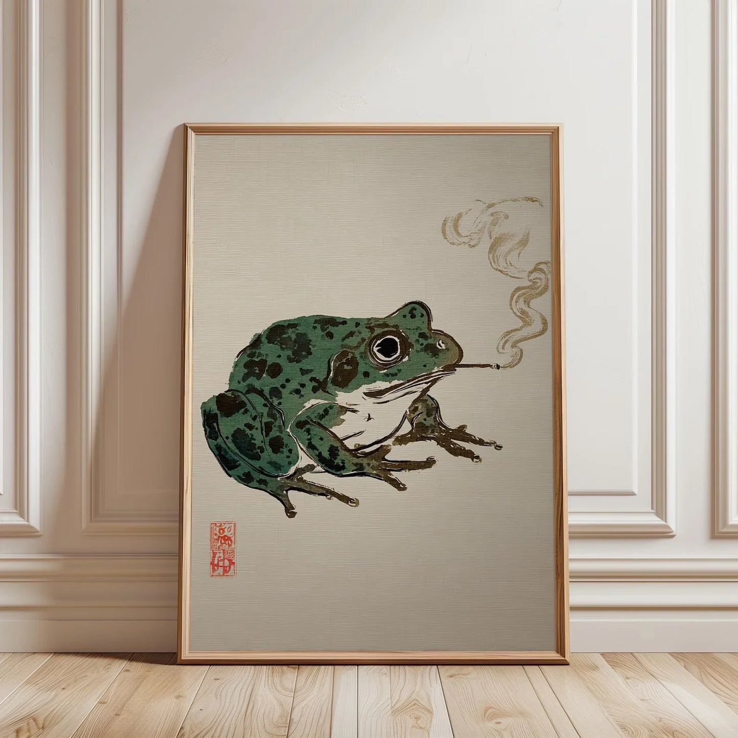 Frog Smoking Cigarette Retro Vintage Canvas Wall Art Poster