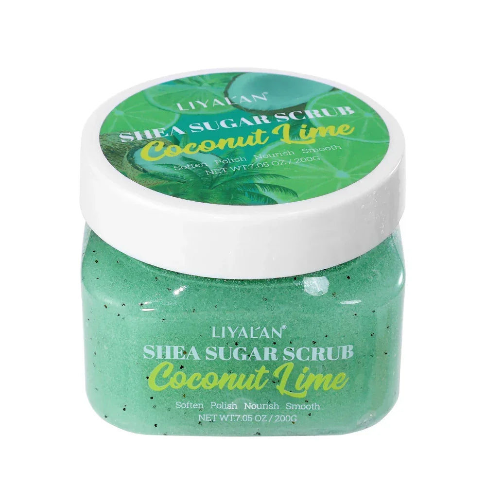 Shea Sugar Body Scrub – Moroccan Rose, Coconut Lime & Pineapple Peaceful Pleasures Health and Wellness Coconut Lime 200g China Mainland
