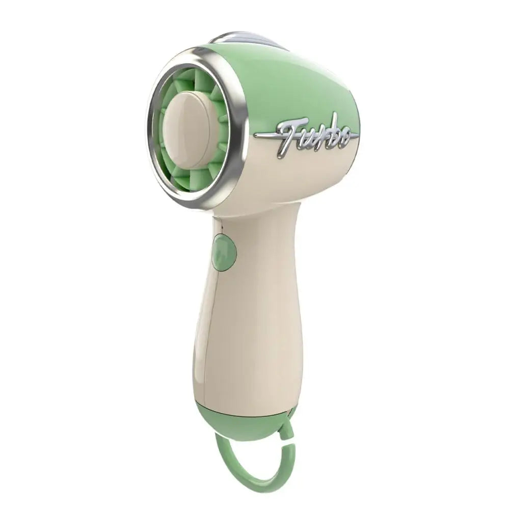 Mini Cooling Electric Fan Portable Super Powerful Wind Electric Fan Silent Turbine High-speed Home Handheld Type-C Charge Fan Peaceful Pleasures Health and Wellness Green