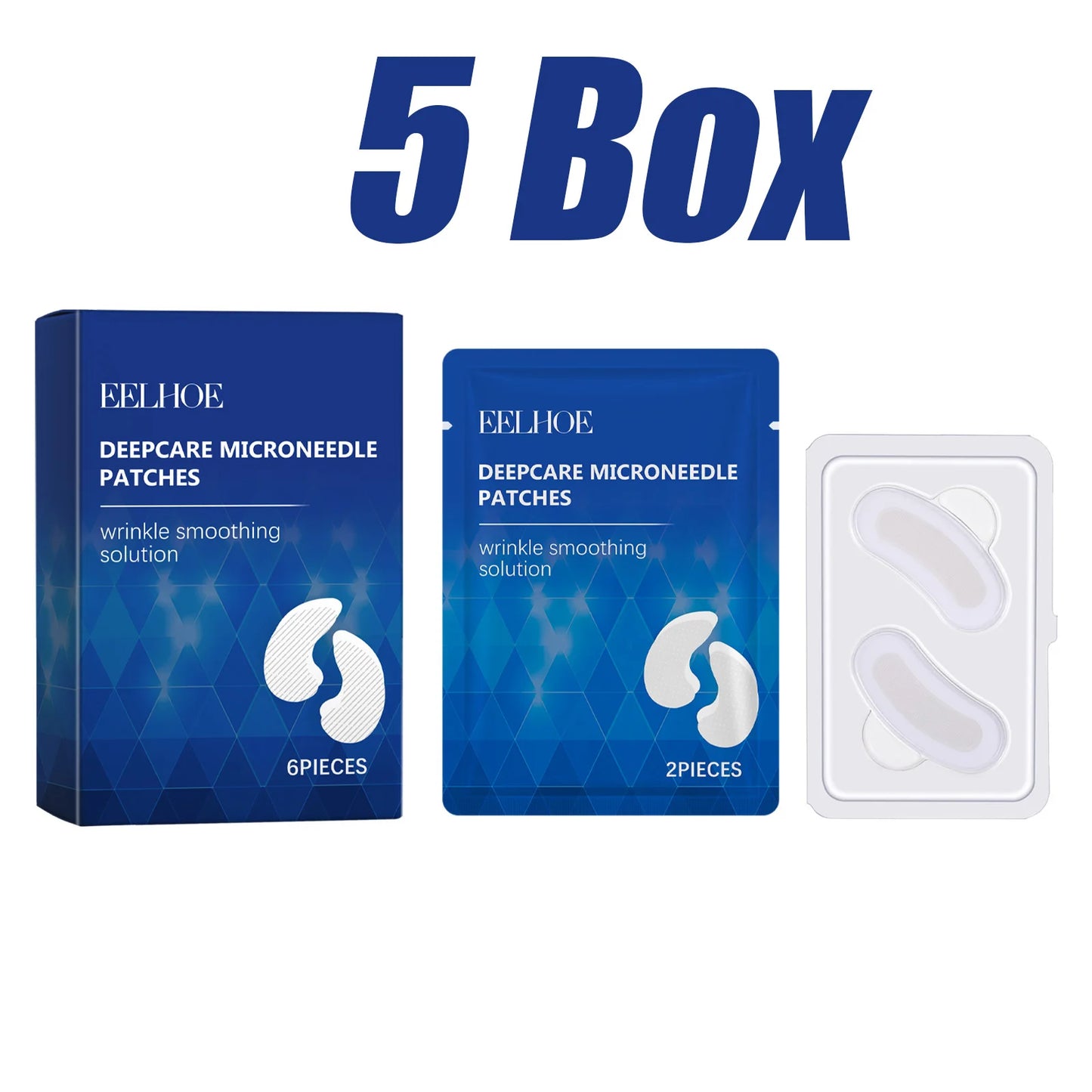 0.25mm Hyaluronic Acid Microneedle Patches Reduce Dark Circles Improve Eye Bags Puffiness Hydrating Anti-Aging Eye Care Peaceful Pleasures Health and Wellness 5 Boxed