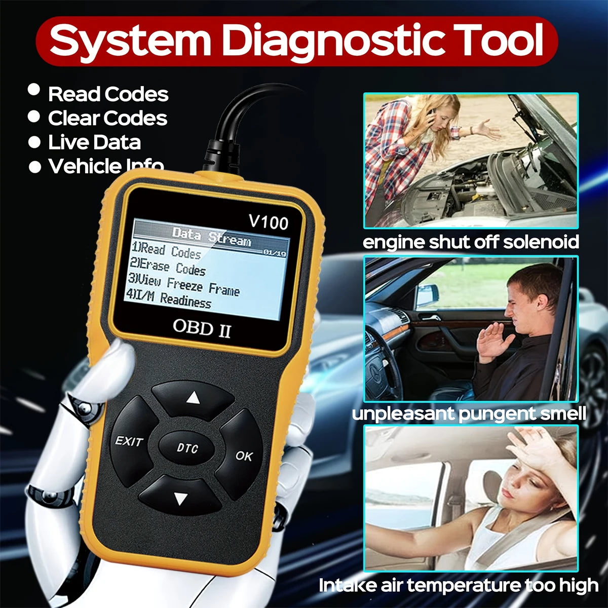 OBD2 Scanner Car Diagnostic Tool & Voltage Tester Y100 Peaceful Pleasures Health and Wellness