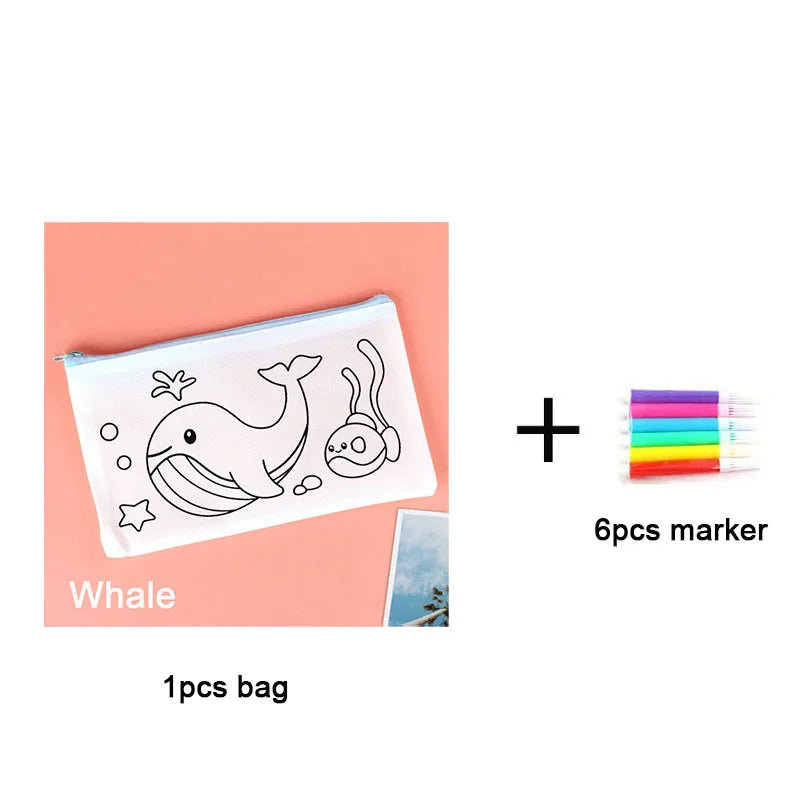 Non Woven Pen Bag DIY Coloring Stationery Kids Students Painting Toys