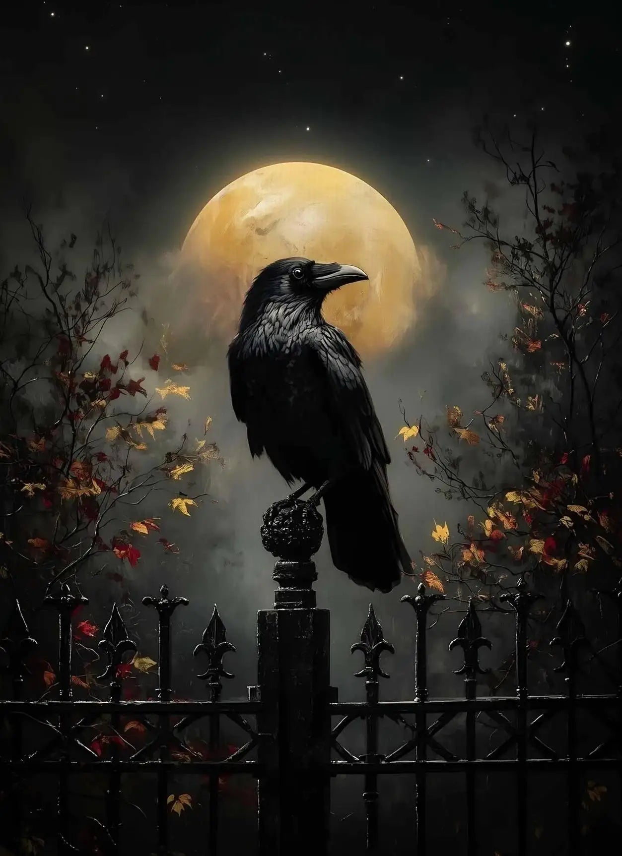 Dark Victorian Reaper Crow Ghost Canvas Wall Art Print | Gothic