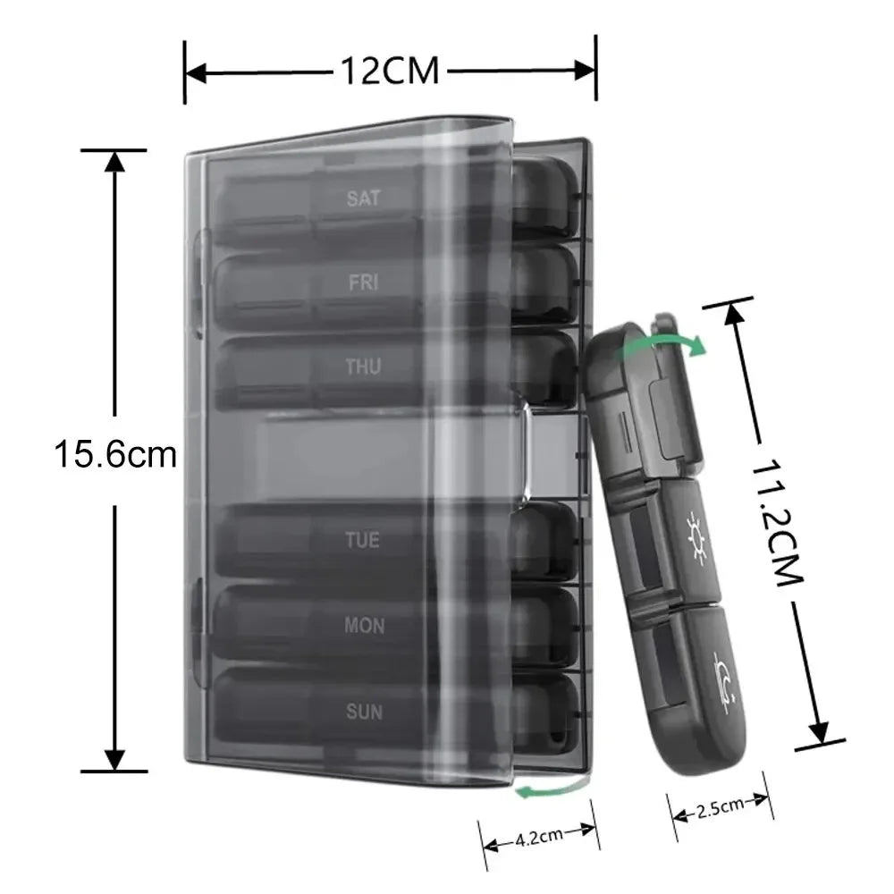 7-Day Weekly Pill Organizer – 21 Grids, 3x Daily, Large Portable Pill Case for Tablets, Vitamins & Supplements