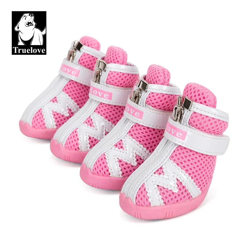 Truelove Mesh Fabric Dog Shoes Pet Dog Boots Waterproof Reflective Rugged Anti-Slip Sole Skid-Proof Outdoor for Small Dog S5911 Peaceful Pleasures Health and Wellness Pink 2 China Mainland