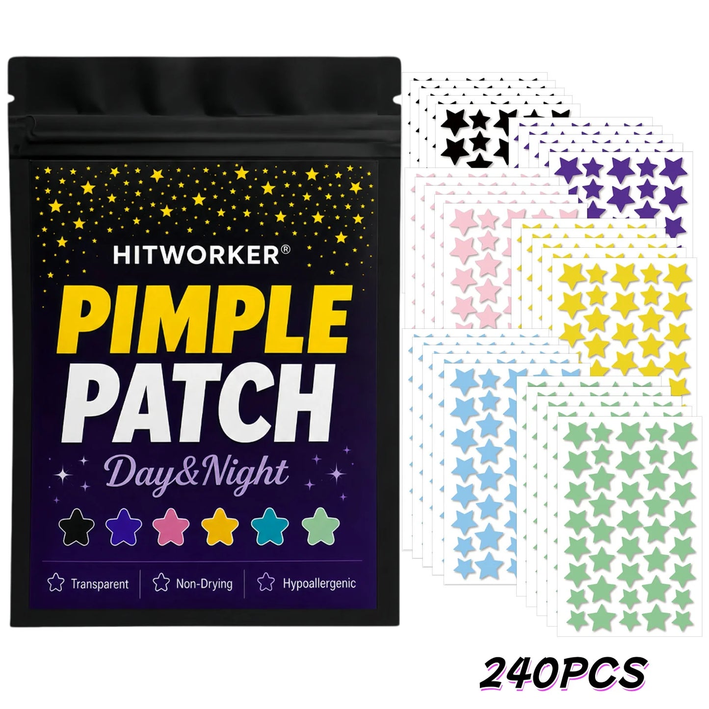 Star Hydrocolloid Spot Patches 240/720pcs – Cute Colorful Stickers