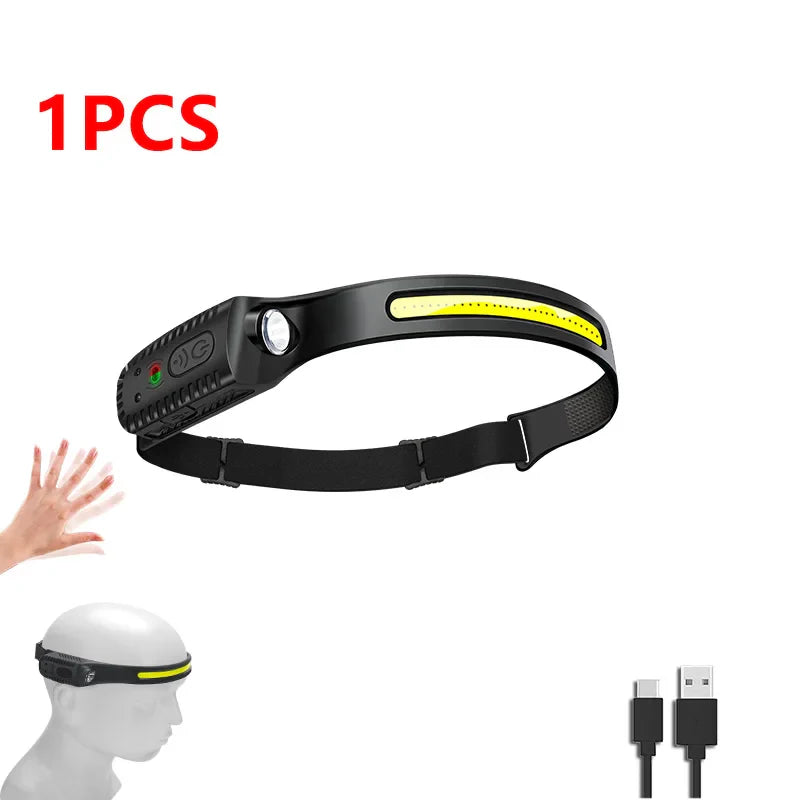 USB Rechargeable COB LED Sensor Headlamp | IP65 Waterproof