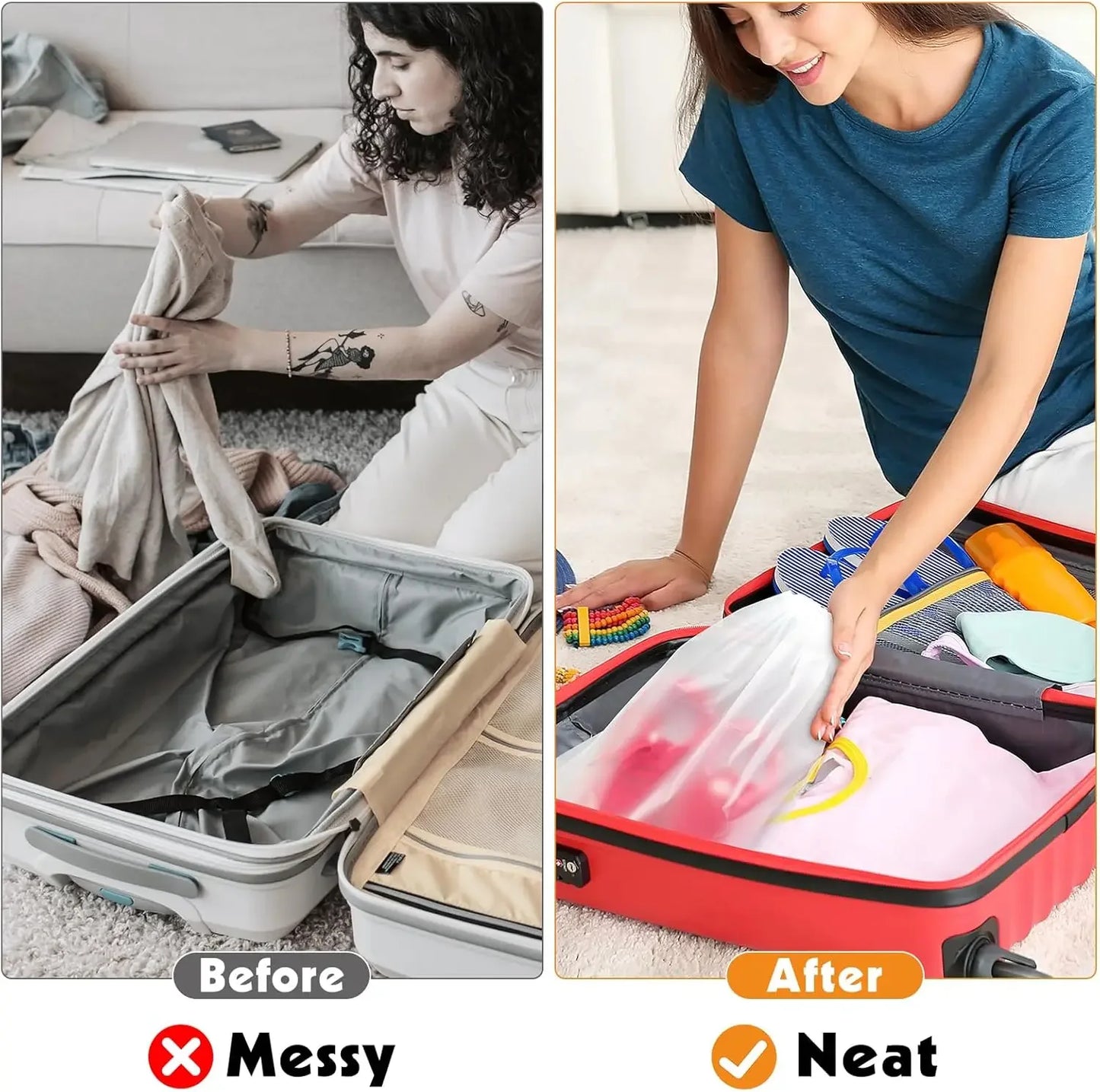 25 Pack Clear Travel Shoe Bags – Waterproof Drawstring Travel & Storage Peaceful Pleasures Health and Wellness