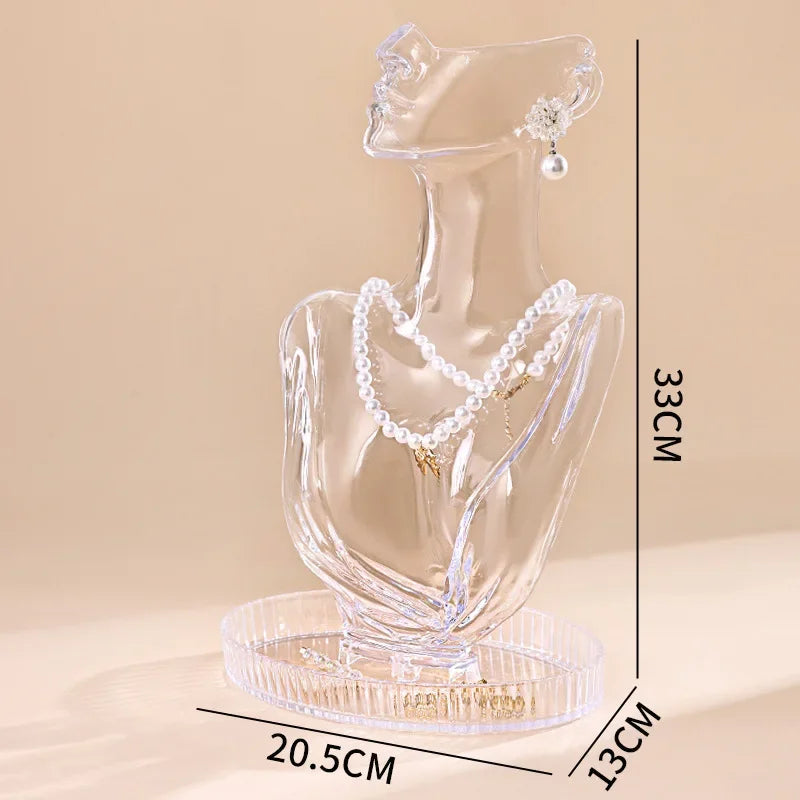Portrait Neck Necklace Window display rack jewelry earrings Plastic Mannequin display rack jewelry pendant necklace neck model Peaceful Pleasures Health and Wellness Clear