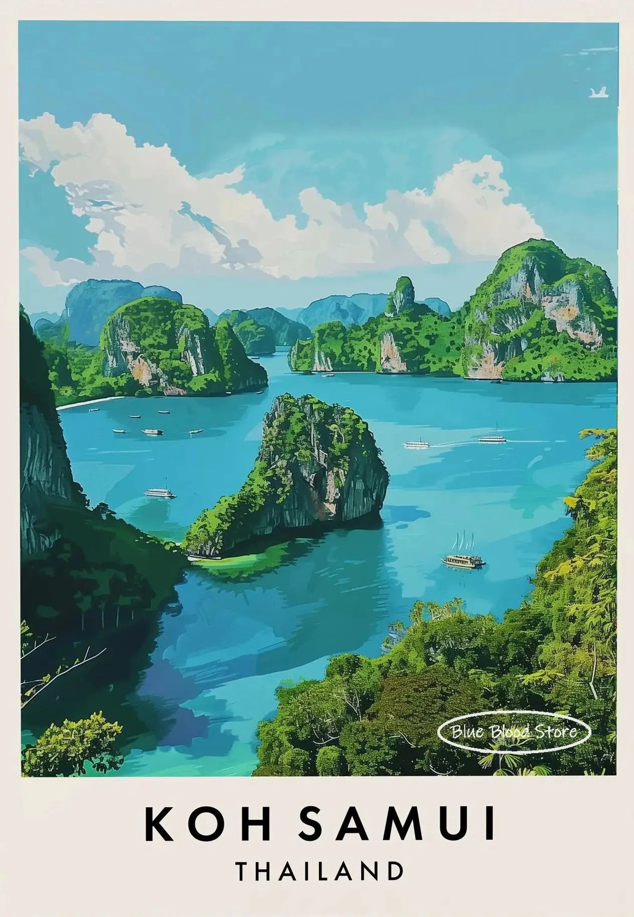 Thailand Travel Art Canvas Poster Phuket Chiang Mai Koh Phangan Bangkok City Landscape Asia Scenery Wall Art Painting Home Decor Peaceful Pleasures Health and Wellness 7 50x70cm Unframed