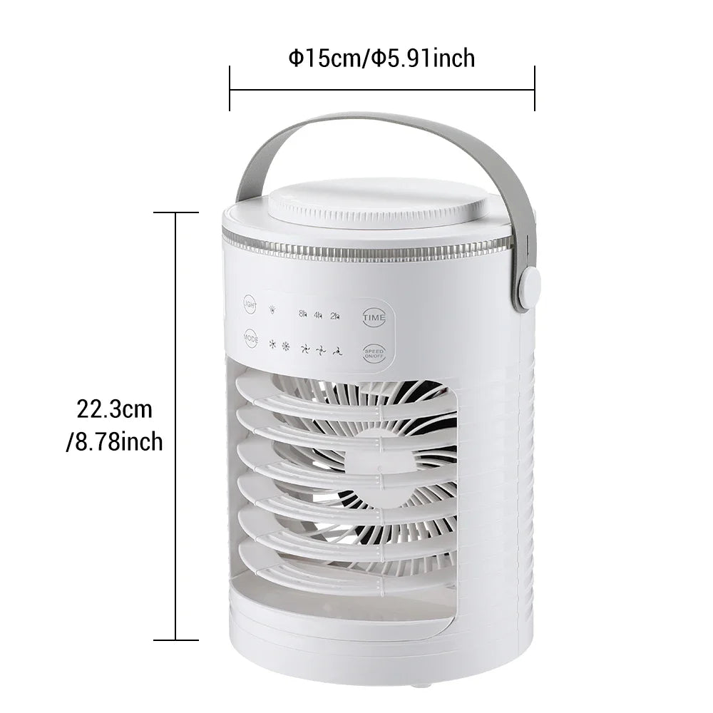 Portable USB Mist Fan 700ml – 3 Speeds, RGB Light & Timer