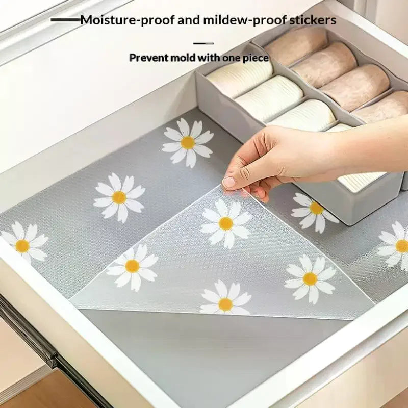 Floral EVA Drawer Mat – Waterproof Non-Slip Cabinet Liner