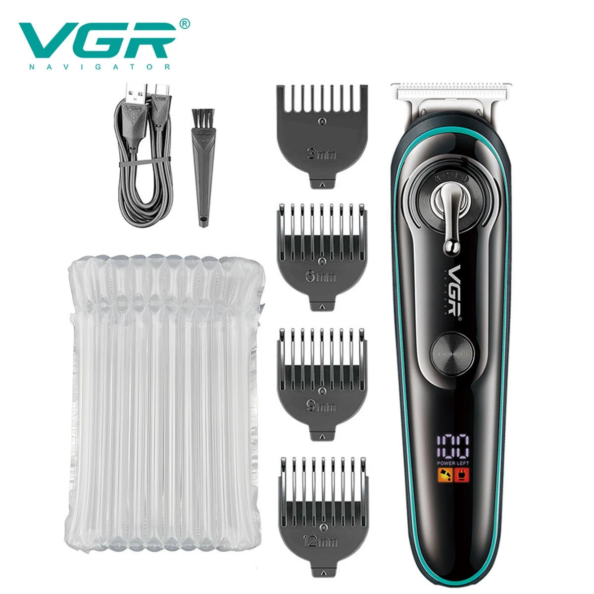 VGR Professional Hair Clipper Men's Waterproof Hair Trimmer Grooming Tools Rechargeable Cordless Hair Clipper for Barber V-075 Peaceful Pleasures Health and Wellness No color box