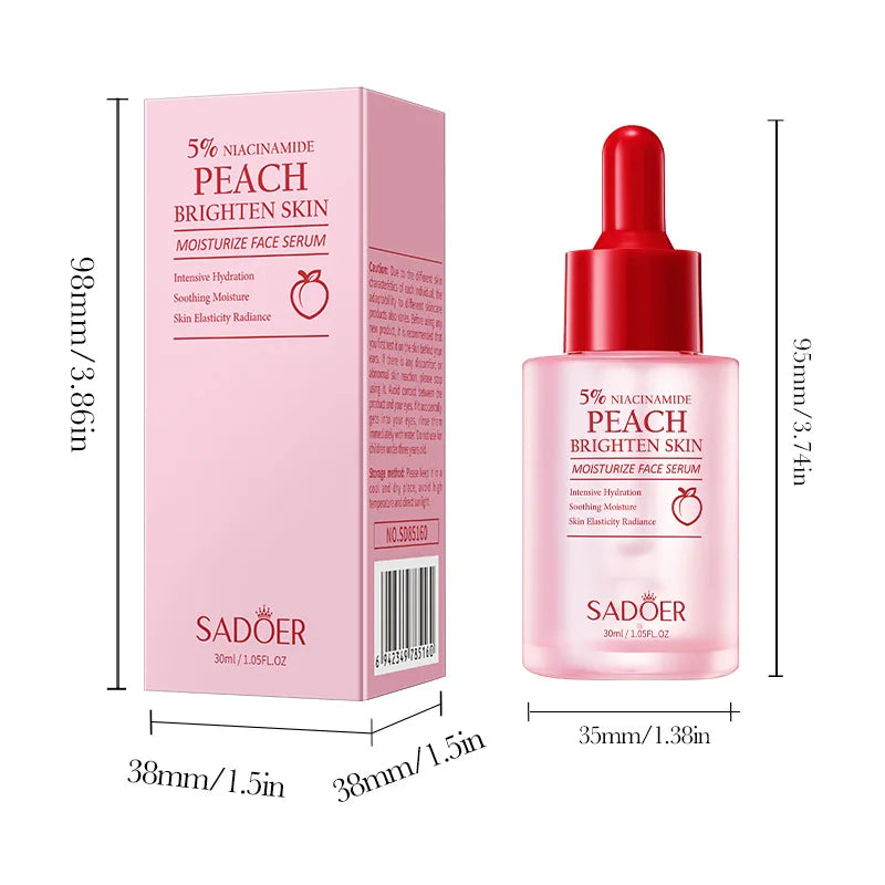 SADOER Niacinamide Peach Essence, Hydrating and Moisturizing Fruit Brightening Essence, Facial Nourishing Essence Peaceful Pleasures Health and Wellness