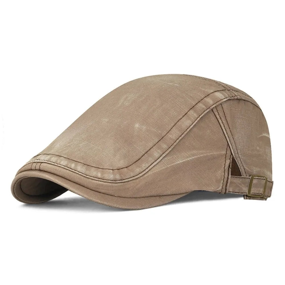 Retro Washed Cotton Beret Newsboy Hat – Adjustable Unisex Cap
