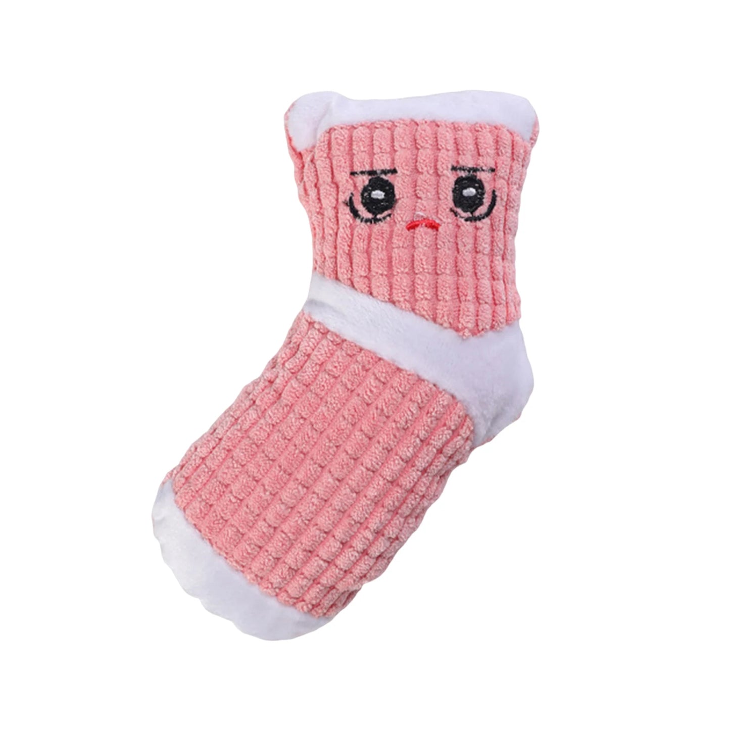 Plush Dog Chew Toys Cute Sock Shape Dog Toys Management Expression Dog Bite Toy for Teething Playing Small Medium Breeds Peaceful Pleasures Health and Wellness Pink
