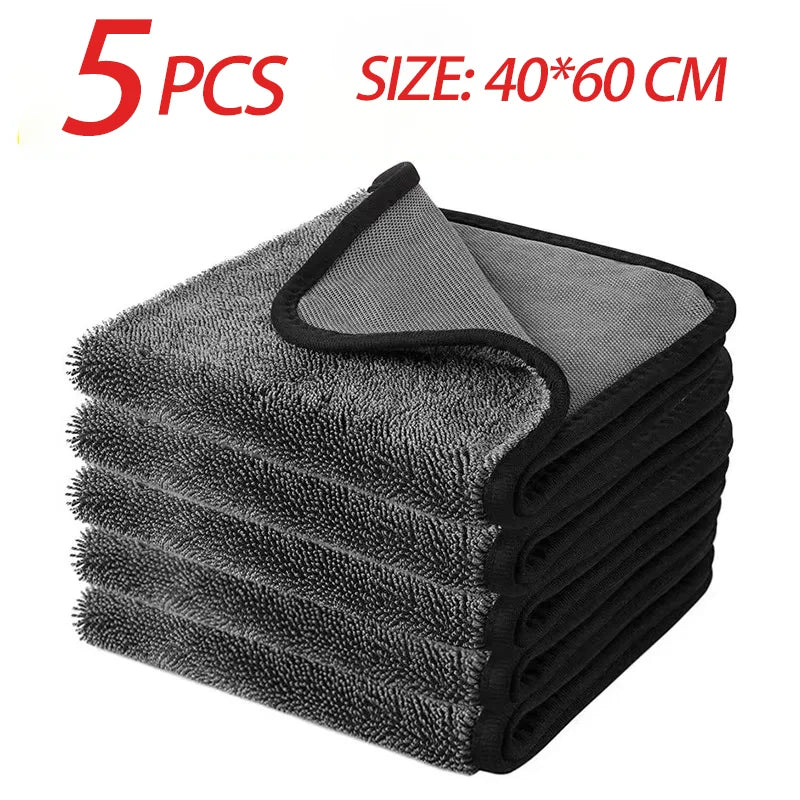 40*60/40cm Car Wash Towel 600GSM Microfiber Double-Sided Ultra Absorbent Car Wash Cloth Cleaning Drying Towel Washing Accessorie Peaceful Pleasures Health and Wellness 40x60x5pcs