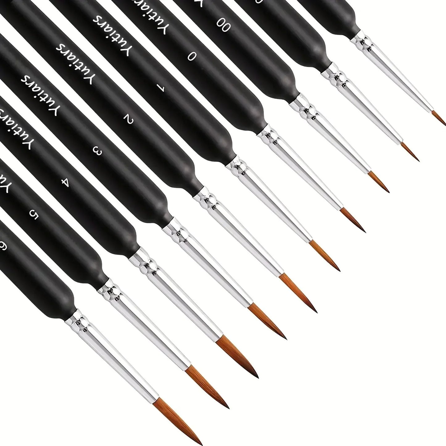 10-Pc Micro Detail Paint Brush Set – Nail, Oil & Watercolor Art Detail Paint Brush Set Peaceful Pleasures Health and Wellness black