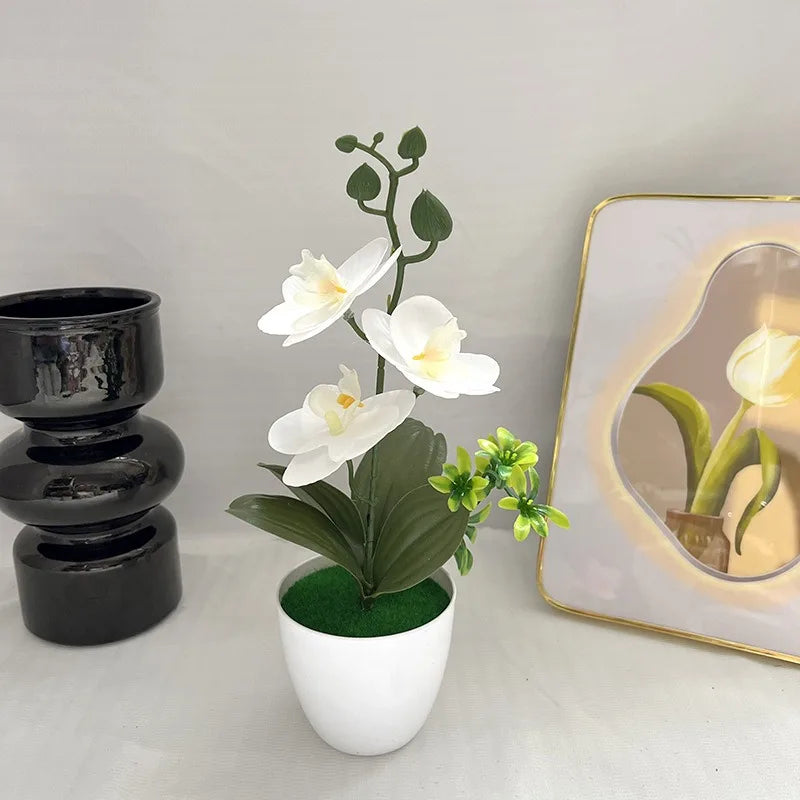 Silk Butterfly Orchid Artificial Plant | Desktop Potted Decor