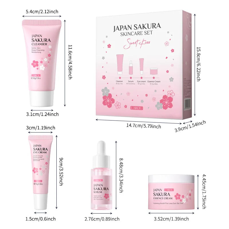 Laikou Sakura Skin Care Set – Cleanser, Serum, Eye Cream & Cream