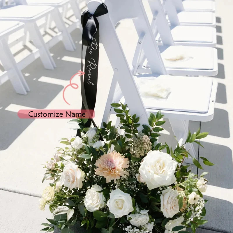 5-Pack White Bow Chair Sashes | Wedding & Party Décor Wedding Chair Sashes Peaceful Pleasures Health and Wellness custom black 5pcs
