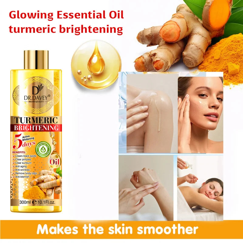 300ml Dr. Davey Turmeric Body Oil Moisturizing and Moisturizing the Skin with a Large Capacity of Whole-Body Oil for Body, Face Peaceful Pleasures Health and Wellness