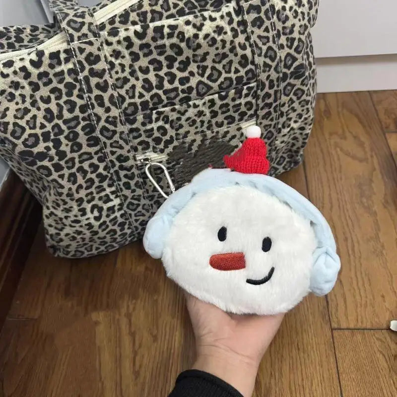 Cute Plush Snowman Coin Purse – Zippered Mini Wallet for Kids