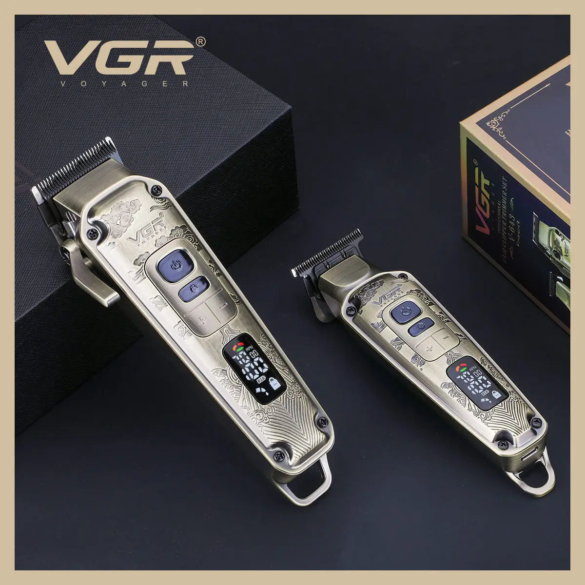 VGR V-643 Men's Hair Clipper | LCD Display & Retro Metal Body