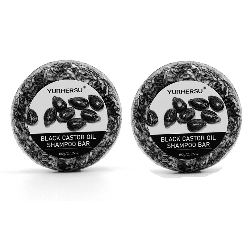 60g Black Castor Shampoo Bar 2-in-1 Shampoo and Conditioner, made with castor extract, nourishes and cares for all hair types. Peaceful Pleasures Health and Wellness 2 pcs