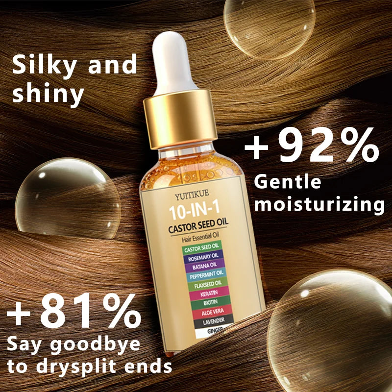 YUITIKUE 10-IN-1 Castor Seed Hair Oil | Natural Blend Of Batana, Rosemary & Biotin | For Deep Nourishment & Healthy Hair & Scalp Peaceful Pleasures Health and Wellness