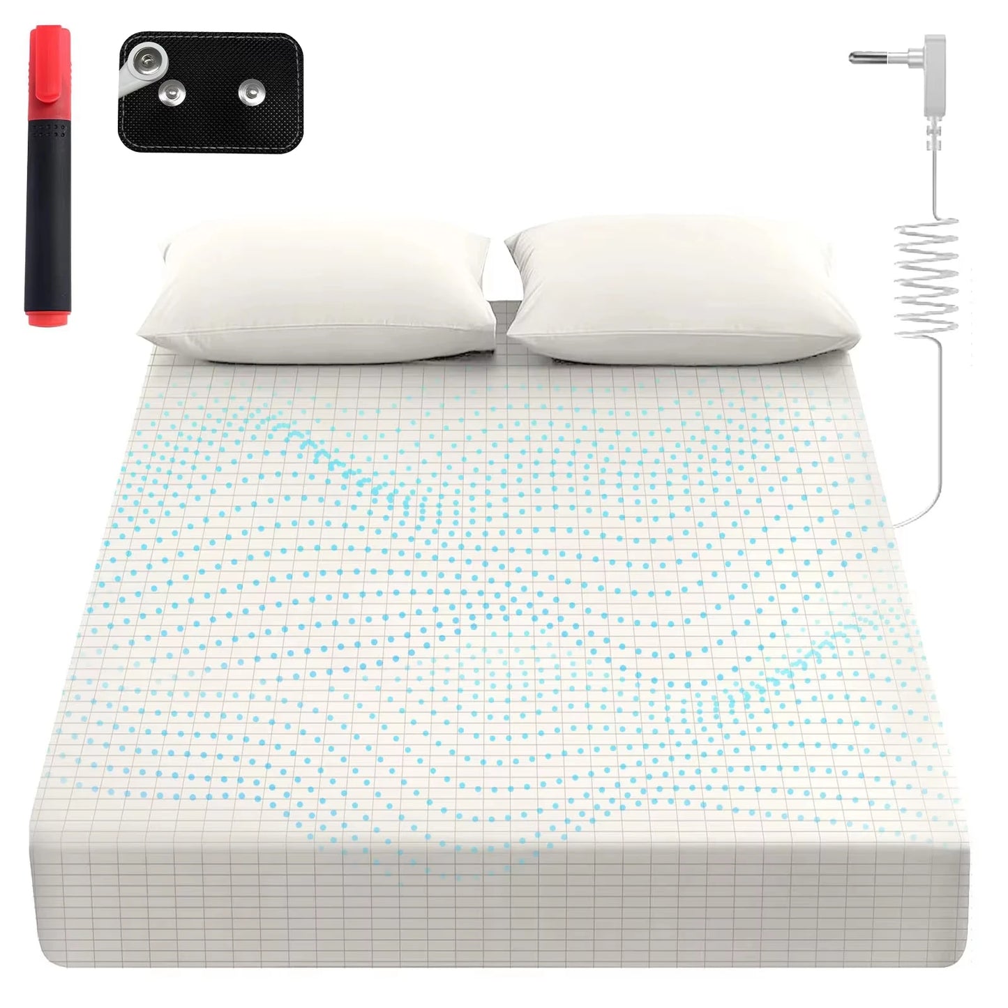Grounding Fitted Sheets 10% Silver Fiber Bed Sheet Conductive Bedsheet Anti-ESD Release Pressure Improve Sleep Keep Health Peaceful Pleasures Health and Wellness US plug White Queen 153x203x38CM
