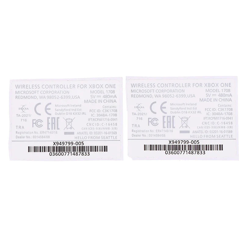 Xbox One & One S Controller Seal Stickers Black & White 2pcs
