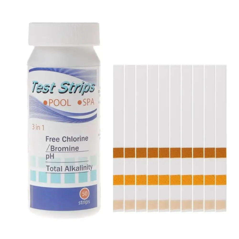 50-Pack Pool & Spa pH Chlorine Test Strips – 3-in-1 Water Tester
